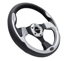 Load image into Gallery viewer, NRG Reinforced Steering Wheel (320mm) Blk w/Silver Trim & 5mm 3-Spoke