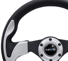 Load image into Gallery viewer, NRG Reinforced Steering Wheel (320mm) Blk w/Silver Trim & 5mm 3-Spoke