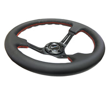 Load image into Gallery viewer, NRG Reinforced Steering Wheel (350mm / 3in. Deep) Black Leather/Red Stitch & Blk 3-Spoke w/Slits