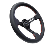 Load image into Gallery viewer, NRG Reinforced Steering Wheel (350mm / 3in. Deep) Black Leather/Red Stitch & Blk 3-Spoke w/Slits