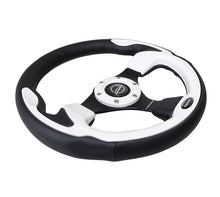 Load image into Gallery viewer, NRG Reinforced Steering Wheel (320mm) Blk w/White Trim & 4mm 3-Spoke