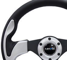 Load image into Gallery viewer, NRG Reinforced Steering Wheel (320mm) Blk w/Silver Trim & 5mm 3-Spoke