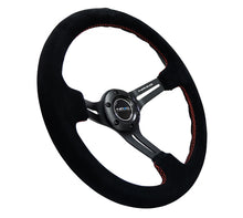 Load image into Gallery viewer, NRG Reinforced Steering Wheel (350mm / 3in. Deep) Blk Suede w/Red Stitching & 5mm Spokes w/Slits