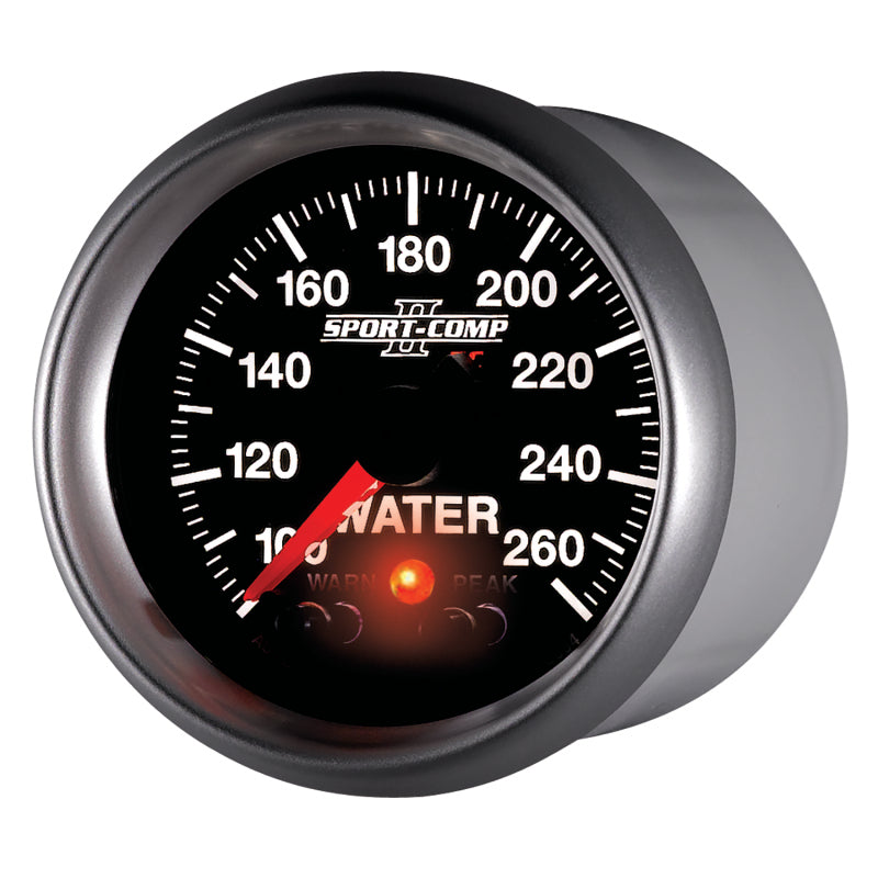 Autometer Sport-Comp II 52.4mm 100-260 Deg F Water Temp Peak & Warn w/ Electronic Control Gauge