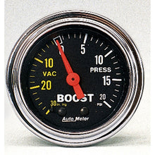 Load image into Gallery viewer, AutoMeter Gauge Vac/Boost 2-1/16in. 30Inhg-20PSI Mechanical Traditional Chrome