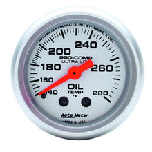 Load image into Gallery viewer, Autometer Ultra-Lite 52mm 140-280 Deg F Mechanical Oil Temp Gauge