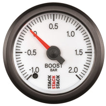 Load image into Gallery viewer, Autometer Stack 52mm -1 to +2 Bar (Incl T-Fitting) Pro Stepper Motor Boost Pressure Gauge - White