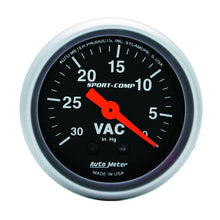 Load image into Gallery viewer, Autometer Sport-Comp 2-1/16in. 30 IN HG Mechanical Vacuum Gauge