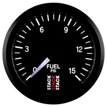 Load image into Gallery viewer, Autometer Stack 52mm 0-15 PSI 1/8in NPTF Male Pro Stepper Motor Fuel Pressure Gauge - Black