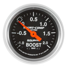 Load image into Gallery viewer, Autometer Sport-Comp Gauge Vac/Boost 2 1/16in -1 - +2 Bar Mechanical Sport-Comp