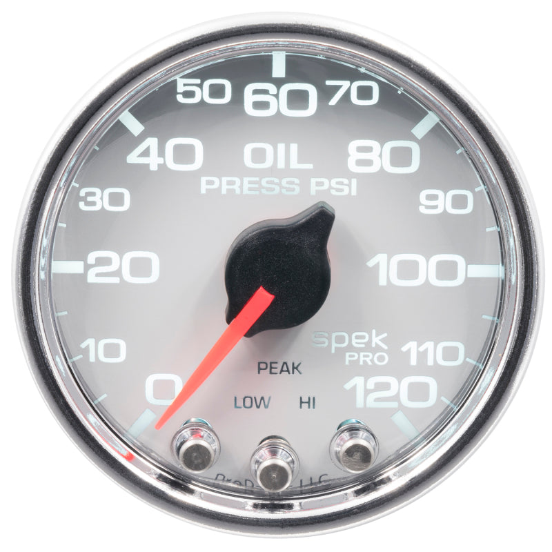 Autometer Spek-Pro 2-1/16in 0-120 PSI Digital Stepper Motor w/Peak & Warn Oil Pressue Gauge