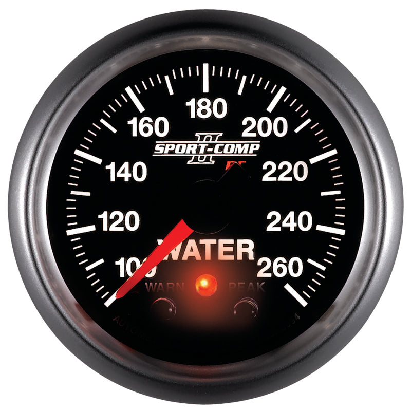 Autometer Sport-Comp II 52.4mm 100-260 Deg F Water Temp Peak & Warn w/ Electronic Control Gauge