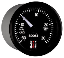 Load image into Gallery viewer, Autometer Stack 52mm -30INHG to +30 PSI (Incl T-Fitting) Pro Stepper Motor Boost Press Gauge - Black