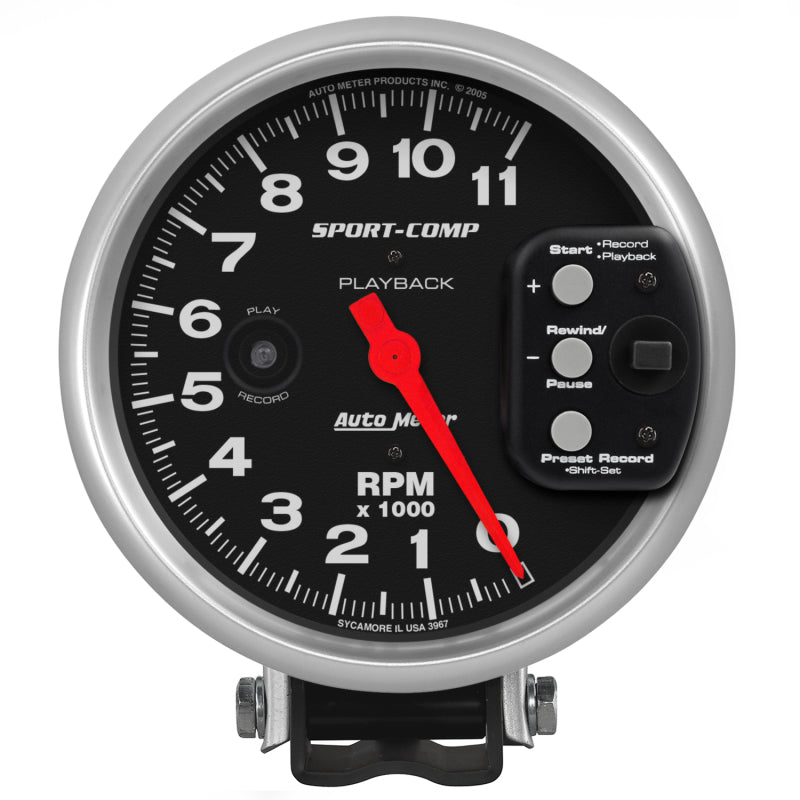 Autometer Sport-Comp Tachometer 5in 11K RPM Pedestal with RPM playback