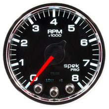 Load image into Gallery viewer, Autometer Spek-Pro Gauge Tach 2 1/16in 8K Rpm W/ Shift Light &amp; Peak Mem Blk/Chrm