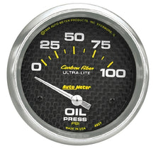 Load image into Gallery viewer, Autometer Carbon Fiber 66.7mm Short Sweep Electronic 0-100 PSI Oil Pressure Gauge