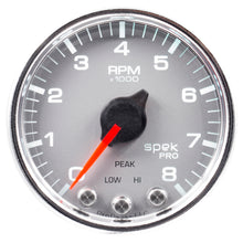 Load image into Gallery viewer, Autometer Spek-Pro Gauge Tach 2 1/16in 8K Rpm W/ Shift Light &amp; Peak Mem Slvr/Chrm