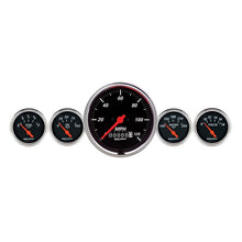 Load image into Gallery viewer, AutoMeter Gauge Kit 5 Pc. 3-3/8in. &amp; 2-1/16in. Elec. Speedometer Designer Black