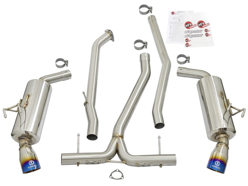 aFe POWER Takeda 16-17 Honda Civic I4-1.5L (t) 2.5-2.25in 304 SS CB Dual-Exit Exhaust Blue Tips