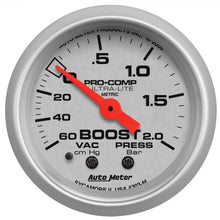 Load image into Gallery viewer, Autometer Ultra-Lite 52mm 60cm/HG-2.0Bar Mechanical Vacuum/Boost Gauge