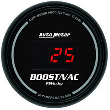 Load image into Gallery viewer, Autometer Black 52mm 30 In Hg.-Vac./30 PSI Digital Vacuum/Boost Gauge