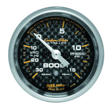 Load image into Gallery viewer, Autometer Carbon Fiber 52mm 15 PSI Electronic Boost Gauge