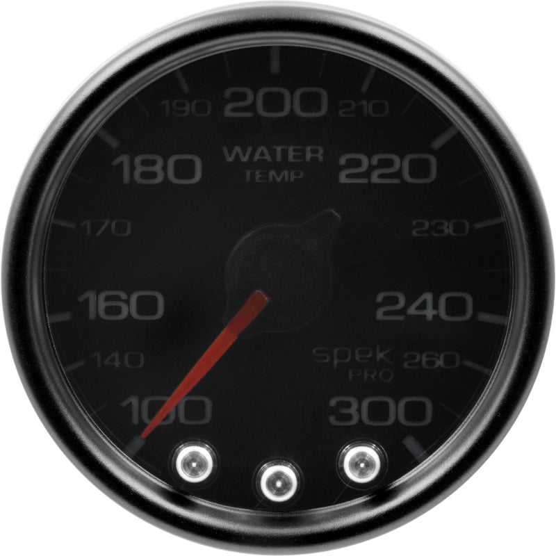 Autometer Spek-Pro Gauge Water Temp 2 1/16in 300f Stepper Motor W/Peak & Warn Blk/Smoke/Blk