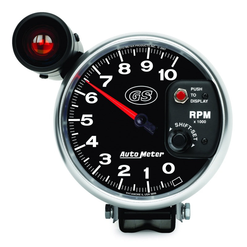 AutoMeter Gauge Tachometer 5in. 10K RPM Pedestal W/ Ext. Shift-Lite Gs