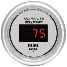 Load image into Gallery viewer, Autometer Ultra-Lite Digital 2-1/16in 0-280 OHM Silver Dial w/ Red LED Programmable Fuel Level Gage