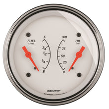 Load image into Gallery viewer, AutoMeter Gauge Dual Fuel &amp; Oilp 3-3/8in. 240 Ohm(e) to 33 Ohm(f) &amp; 100PSI Elec Arctic White