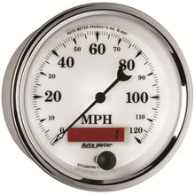 Load image into Gallery viewer, AutoMeter Gauge Speedometer 3-3/8in. 120MPH Elec. Prog. W/ Lcd Odo Old Tyme Wht II