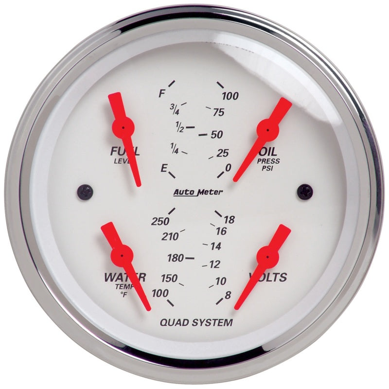 Autometer Arctic White 3-3/8 Quad Gauge and Tach/Speedo Combo