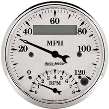 Load image into Gallery viewer, AutoMeter Gauge Tach/Speedo 3-3/8in. 120MPH &amp; 8K RPM Elec. Program. Old Tyme Wht