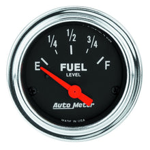 Load image into Gallery viewer, Autometer Traditional Chrome 2-1/16in 0 Ohm - 30 Ohm Full Electrical Fuel Level Gauge