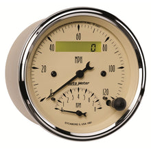 Load image into Gallery viewer, AutoMeter Gauge Tach/Speedo 3-3/8in. 120MPH &amp; 8K RPM Elec. Program. Antq Beige